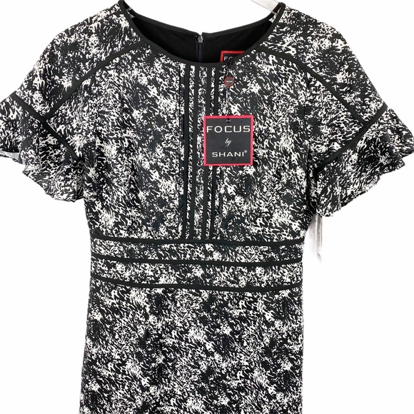 NWT Focus by Shani Ruffle Sleeve Flounce Dress 2 - Picture 5 of 9